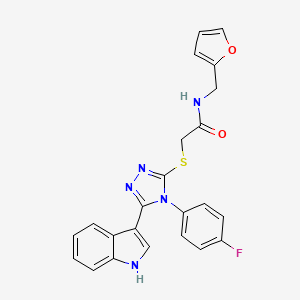 2-[[(5Z)-4-(4-fluorophenyl)-5-indol-3-ylidene-1H-1,2,4-triazol-3-yl]sulfanyl]-N-(furan-2-ylmethyl)acetamide