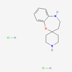molecular formula C13H20Cl2N2O B2801036 4,5-Dihydro-3H-spiro[1,5-benzoxazepine-2,4'-piperidine] dihydrochloride CAS No. 2197062-80-7