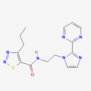 molecular formula C15H17N7OS B2801049 4-丙基-N-(2-(2-(嘧啶-2-基)-1H-咪唑-1-基)乙基)-1,2,3-噻二唑-5-甲酰胺 CAS No. 1448050-19-8