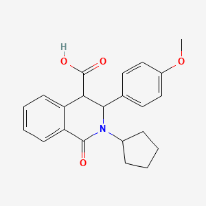 molecular formula C22H23NO4 B2801056 2-Cyclopentyl-3-(4-methoxyphenyl)-1-oxo-1,2,3,4-tetrahydro-4-isoquinolinecarboxylic acid CAS No. 400073-93-0