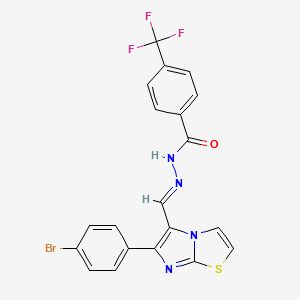 molecular formula C20H12BrF3N4OS B2801058 N'-{(E)-[6-(4-bromophenyl)imidazo[2,1-b][1,3]thiazol-5-yl]methylidene}-4-(trifluoromethyl)benzenecarbohydrazide CAS No. 691887-87-3