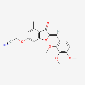 molecular formula C21H19NO6 B2801063 (Z)-2-((4-methyl-3-oxo-2-(2,3,4-trimethoxybenzylidene)-2,3-dihydrobenzofuran-6-yl)oxy)acetonitrile CAS No. 903200-51-1