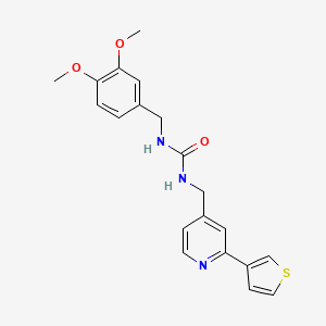 molecular formula C20H21N3O3S B2801066 1-(3,4-二甲氧基苯甲基)-3-((2-(噻吩-3-基)吡啶-4-基甲基)脲 CAS No. 2034397-53-8