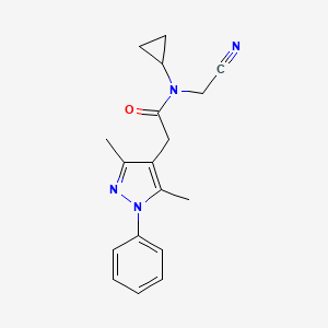 molecular formula C18H20N4O B2801068 N-(cyanomethyl)-N-cyclopropyl-2-(3,5-dimethyl-1-phenyl-1H-pyrazol-4-yl)acetamide CAS No. 1258752-92-9
