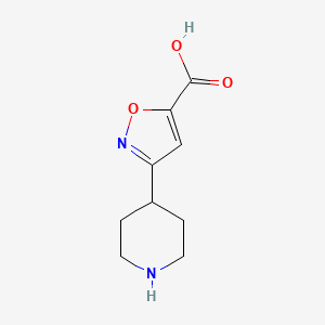 molecular formula C9H12N2O3 B2801072 3-(Piperidin-4-yl)-1,2-oxazole-5-carboxylic acid CAS No. 1523500-41-5