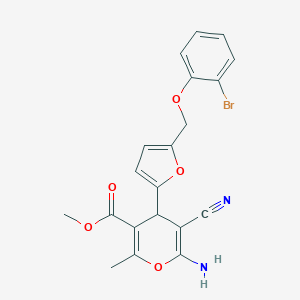molecular formula C20H17BrN2O5 B280109 methyl 6-amino-4-{5-[(2-bromophenoxy)methyl]furan-2-yl}-5-cyano-2-methyl-4H-pyran-3-carboxylate 