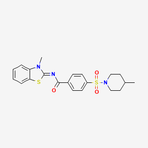 molecular formula C21H23N3O3S2 B2801105 N-(3-methyl-1,3-benzothiazol-2-ylidene)-4-(4-methylpiperidin-1-yl)sulfonylbenzamide CAS No. 683260-93-7