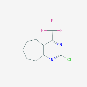 molecular formula C10H10ClF3N2 B2801106 2-Chloro-4-(trifluoromethyl)-6,7,8,9-tetrahydro-5H-cyclohepta[d]pyrimidine CAS No. 1310249-75-2