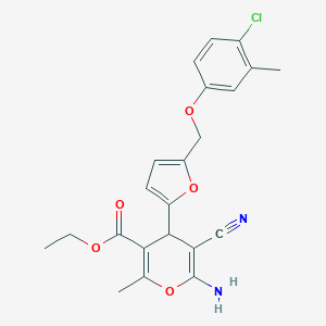 molecular formula C22H21ClN2O5 B280111 ethyl 6-amino-4-{5-[(4-chloro-3-methylphenoxy)methyl]-2-furyl}-5-cyano-2-methyl-4H-pyran-3-carboxylate 