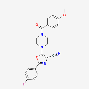 molecular formula C22H19FN4O3 B2801147 2-(4-Fluorophenyl)-5-(4-(4-methoxybenzoyl)piperazin-1-yl)oxazole-4-carbonitrile CAS No. 903867-31-2