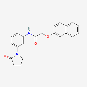 molecular formula C22H20N2O3 B2801149 2-naphthalen-2-yloxy-N-[3-(2-oxopyrrolidin-1-yl)phenyl]acetamide CAS No. 941933-65-9