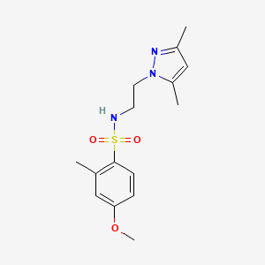 molecular formula C15H21N3O3S B2801150 N-(2-(3,5-dimethyl-1H-pyrazol-1-yl)ethyl)-4-methoxy-2-methylbenzenesulfonamide CAS No. 1226454-04-1