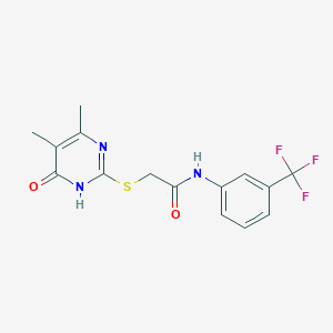 molecular formula C15H14F3N3O2S B2801155 2-((4,5-dimethyl-6-oxo-1,6-dihydropyrimidin-2-yl)thio)-N-(3-(trifluoromethyl)phenyl)acetamide CAS No. 899744-47-9