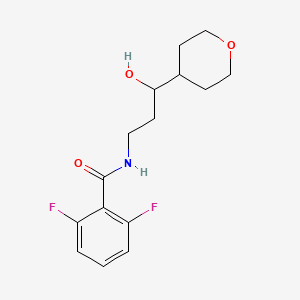 molecular formula C15H19F2NO3 B2801165 2,6-二氟-N-(3-羟基-3-(四氢-2H-吡喃-4-基)丙基)苯甲酰胺 CAS No. 2034538-13-9
