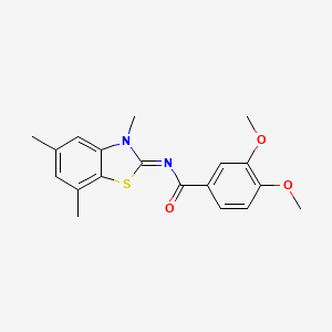 molecular formula C19H20N2O3S B2801173 3,4-dimethoxy-N-(3,5,7-trimethyl-1,3-benzothiazol-2-ylidene)benzamide CAS No. 868369-53-3