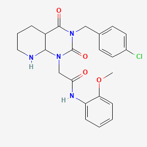 molecular formula C23H19ClN4O4 B2801175 2-{3-[(4-chlorophenyl)methyl]-2,4-dioxo-1H,2H,3H,4H-pyrido[2,3-d]pyrimidin-1-yl}-N-(2-methoxyphenyl)acetamide CAS No. 931340-34-0