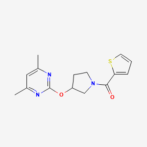 molecular formula C15H17N3O2S B2801194 (3-((4,6-Dimethylpyrimidin-2-yl)oxy)pyrrolidin-1-yl)(thiophen-2-yl)methanone CAS No. 2034294-92-1