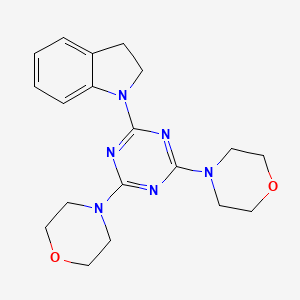 molecular formula C19H24N6O2 B2801200 1-[4,6-di(morpholin-4-yl)-1,3,5-triazin-2-yl]-2,3-dihydro-1H-indole CAS No. 942790-15-0