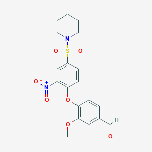 3-Methoxy-4-[2-nitro-4-(piperidine-1-sulfonyl)phenoxy]benzaldehyde