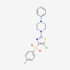 molecular formula C20H20ClN3O2S2 B2801209 1-[5-Chloro-4-(4-methylbenzenesulfonyl)-1,3-thiazol-2-yl]-4-phenylpiperazine CAS No. 736169-73-6