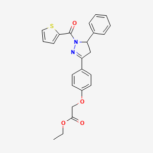 ethyl 2-(4-(5-phenyl-1-(thiophene-2-carbonyl)-4,5-dihydro-1H-pyrazol-3-yl)phenoxy)acetate