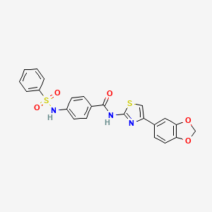 molecular formula C23H17N3O5S2 B2801211 N-(4-(benzo[d][1,3]dioxol-5-yl)thiazol-2-yl)-4-(phenylsulfonamido)benzamide CAS No. 898441-36-6
