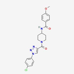 molecular formula C22H22ClN5O3 B2801223 N-(1-(1-(4-氯苯基)-1H-1,2,3-三唑-4-甲酰)哌啶-4-基)-4-甲氧基苯甲酰胺 CAS No. 1251556-58-7
