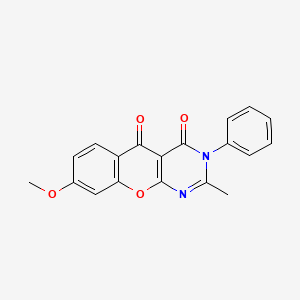 molecular formula C19H14N2O4 B2801226 8-甲氧基-2-甲基-3-苯基-3H-茚并[2,3-d]嘧啶-4,5-二酮 CAS No. 883953-85-3