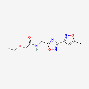 molecular formula C11H14N4O4 B2801265 2-ethoxy-N-((3-(5-methylisoxazol-3-yl)-1,2,4-oxadiazol-5-yl)methyl)acetamide CAS No. 1903383-28-7