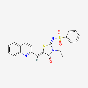 (E)-N-((Z)-3-ethyl-4-oxo-5-(quinolin-2-ylmethylene)thiazolidin-2-ylidene)benzenesulfonamide