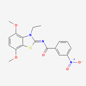 N-(3-ethyl-4,7-dimethoxy-1,3-benzothiazol-2-ylidene)-3-nitrobenzamide