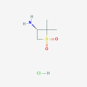 molecular formula C5H12ClNO2S B2801282 (S)-3-Amino-2,2-dimethylthietane 1,1-dioxide hydrochloride CAS No. 1909287-48-4