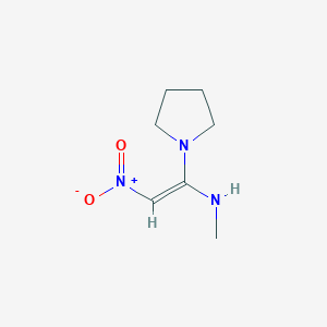 molecular formula C7H13N3O2 B2801283 N-[2-nitro-1-(1-pyrrolidinyl)ethylidene]methanamine CAS No. 65774-06-3