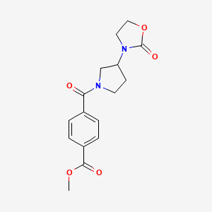 molecular formula C16H18N2O5 B2801291 Methyl 4-[3-(2-oxo-1,3-oxazolidin-3-yl)pyrrolidine-1-carbonyl]benzoate CAS No. 2097912-34-8
