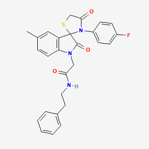 molecular formula C27H24FN3O3S B2801293 2-(3'-(4-fluorophenyl)-5-methyl-2,4'-dioxospiro[indoline-3,2'-thiazolidin]-1-yl)-N-phenethylacetamide CAS No. 899987-06-5