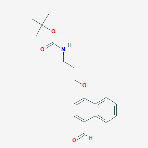 molecular formula C19H23NO4 B2801294 [3-(4-甲酰基萘-1-氧基)-丙基]碳酸叔丁酯 CAS No. 1184952-24-6