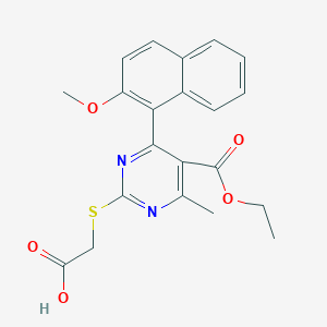 molecular formula C21H20N2O5S B2801295 {[5-(乙氧羰基)-4-(2-甲氧基萘-1-基)-6-甲基嘧啶-2-基]硫基}乙酸 CAS No. 1986331-33-2
