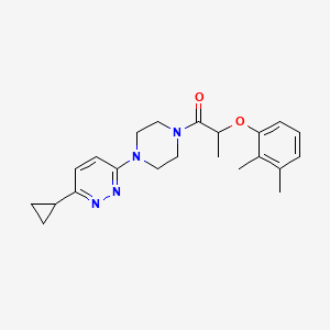 molecular formula C22H28N4O2 B2801297 1-(4-(6-Cyclopropylpyridazin-3-yl)piperazin-1-yl)-2-(2,3-dimethylphenoxy)propan-1-one CAS No. 2034493-25-7