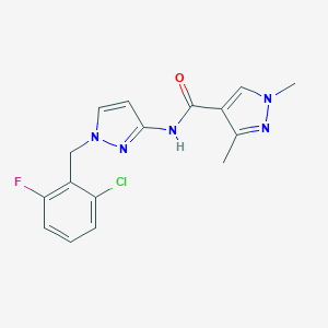 molecular formula C16H15ClFN5O B280131 N-[1-(2-chloro-6-fluorobenzyl)-1H-pyrazol-3-yl]-1,3-dimethyl-1H-pyrazole-4-carboxamide 