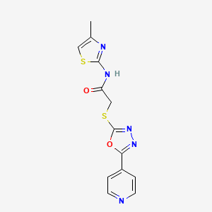 molecular formula C13H11N5O2S2 B2801310 N-(4-methyl-2-thiazolyl)-2-[(5-pyridin-4-yl-1,3,4-oxadiazol-2-yl)thio]acetamide CAS No. 824977-61-9