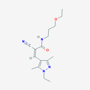 molecular formula C16H24N4O2 B2801312 (Z)-2-cyano-N-(3-ethoxypropyl)-3-(1-ethyl-3,5-dimethylpyrazol-4-yl)prop-2-enamide CAS No. 1281684-34-1