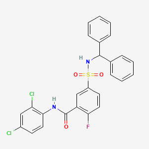 molecular formula C26H19Cl2FN2O3S B2801314 5-(N-benzhydrylsulfamoyl)-N-(2,4-dichlorophenyl)-2-fluorobenzamide CAS No. 451509-86-7