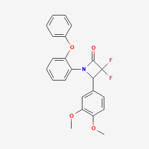molecular formula C23H19F2NO4 B2801317 4-(3,4-二甲氧基苯基)-3,3-二氟-1-(2-苯氧基苯基)氮杂环丁烷-2-酮 CAS No. 733795-65-8