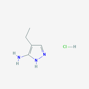 molecular formula C5H10ClN3 B2801318 4-Ethyl-1H-pyrazol-3-amine hydrochloride CAS No. 203061-99-8