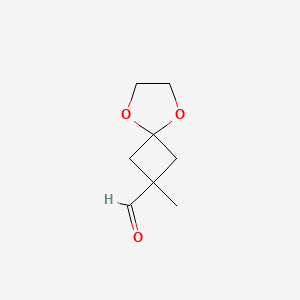 molecular formula C8H12O3 B2801320 2-Methyl-5,8-dioxaspiro[3.4]octane-2-carbaldehyde CAS No. 2416236-43-4