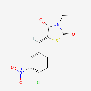 molecular formula C12H9ClN2O4S B2801322 (5Z)-5-[(4-氯-3-硝基苯基)甲亚基]-3-乙基-1,3-噻唑二酮 CAS No. 685108-31-0