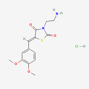 molecular formula C14H17ClN2O4S B2801323 (5Z)-3-(2-aminoethyl)-5-[(3,4-dimethoxyphenyl)methylidene]-1,3-thiazolidine-2,4-dione hydrochloride CAS No. 1807941-39-4