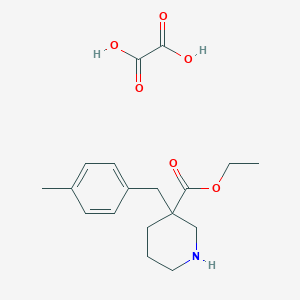 molecular formula C18H25NO6 B2801326 乙酸-3-(4-甲基苄基)哌啶-3-甲酸酯 草酸盐 CAS No. 1170556-67-8