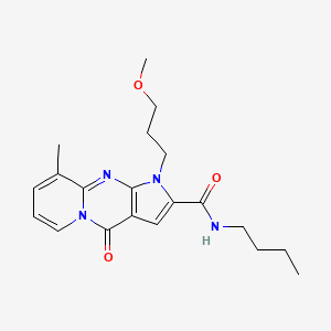 molecular formula C20H26N4O3 B2801329 N-butyl-1-(3-methoxypropyl)-9-methyl-4-oxo-1,4-dihydropyrido[1,2-a]pyrrolo[2,3-d]pyrimidine-2-carboxamide CAS No. 900281-54-1