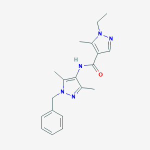 molecular formula C19H23N5O B280133 N-(1-benzyl-3,5-dimethyl-1H-pyrazol-4-yl)-1-ethyl-5-methyl-1H-pyrazole-4-carboxamide 